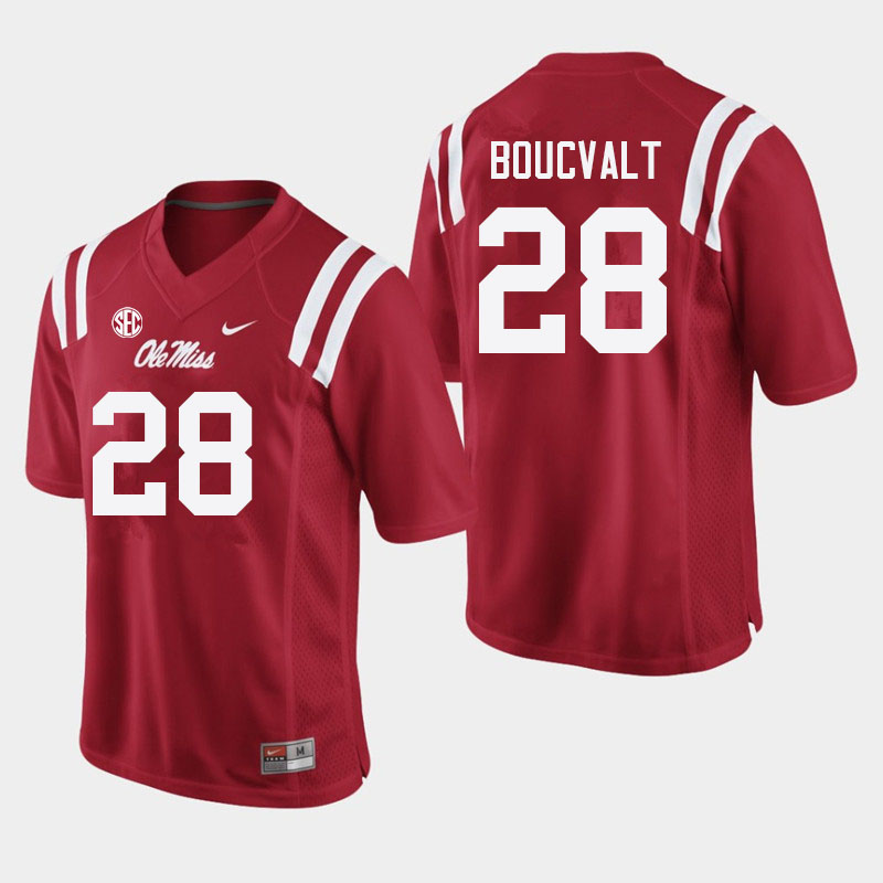 Men #28 Lex Boucvalt Ole Miss Rebels College Football Jerseys Sale-Red